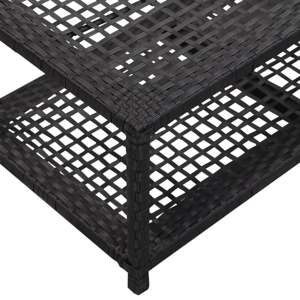 vidaXL Shoe Bench Black 80x40x30 cm Poly Rattan