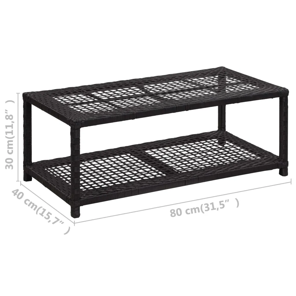 vidaXL Shoe Bench Black 80x40x30 cm Poly Rattan