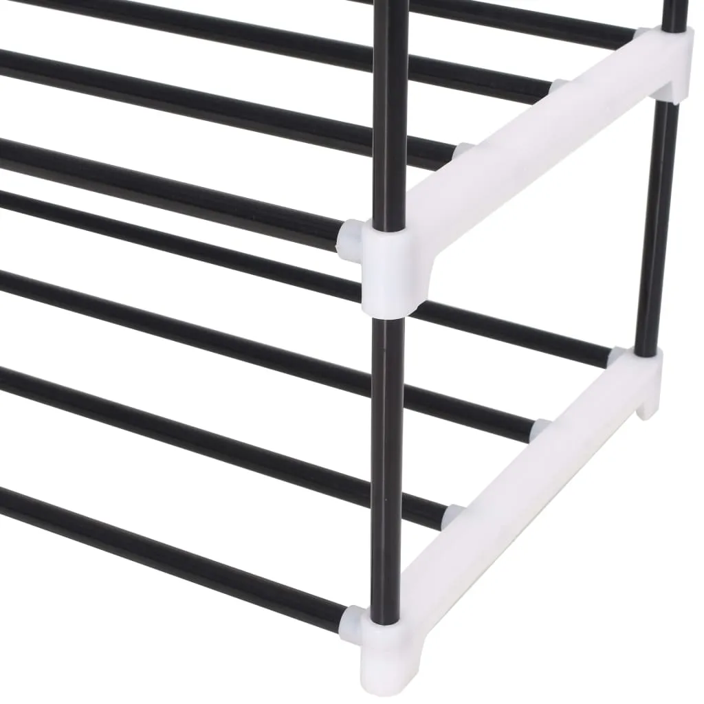 vidaXL Shoe Rack with 7 Shelves Metal and Plastic Black