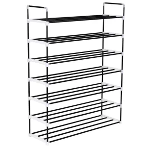 vidaXL Shoe Rack with 7 Shelves Metal and Plastic Black