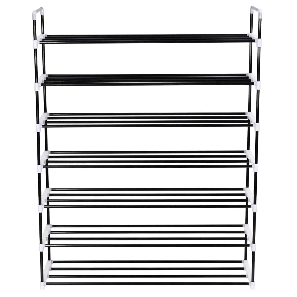 vidaXL Shoe Rack with 7 Shelves Metal and Plastic Black