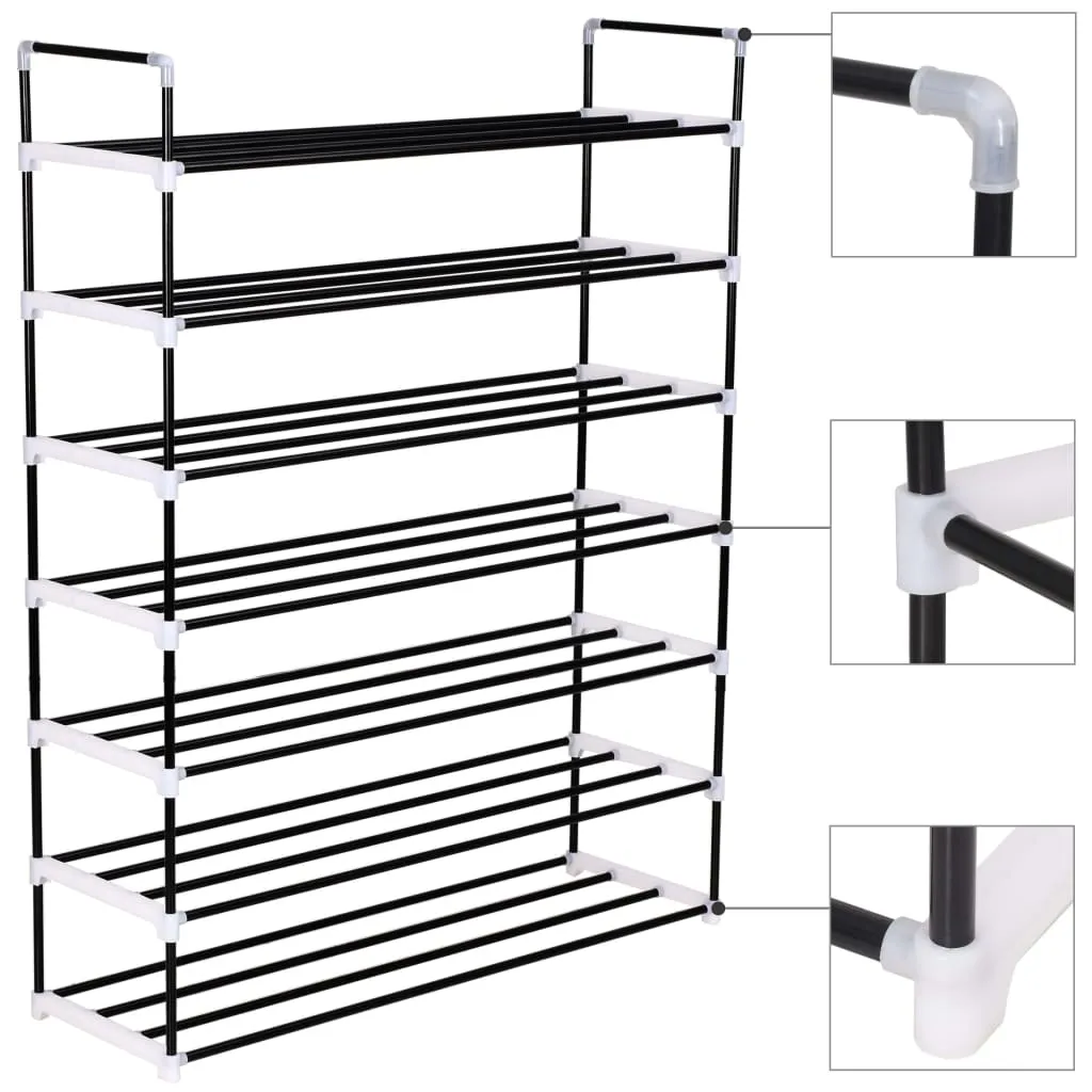 vidaXL Shoe Rack with 7 Shelves Metal and Plastic Black