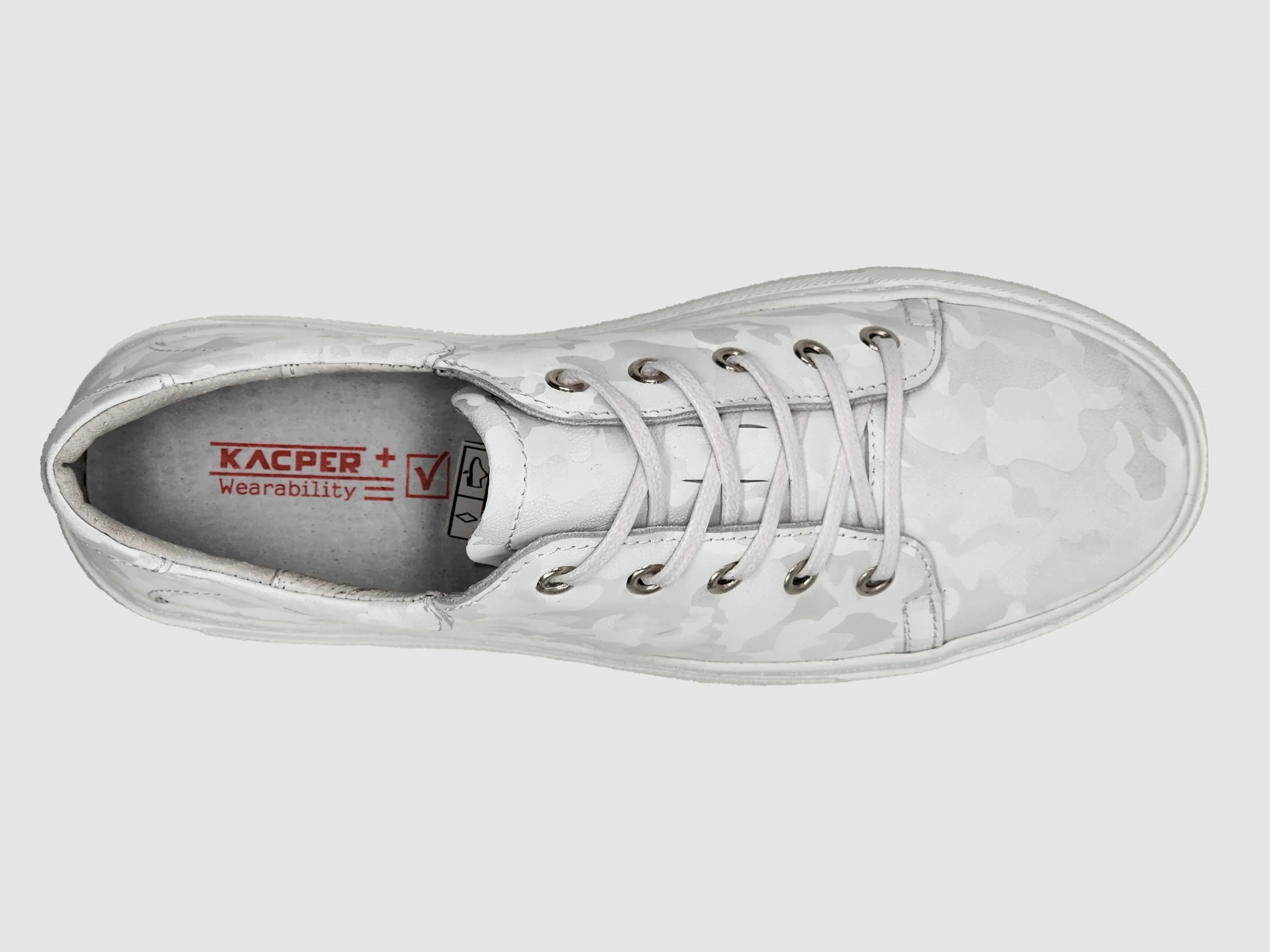 Women's Classic Camo Leather Sneakers - White