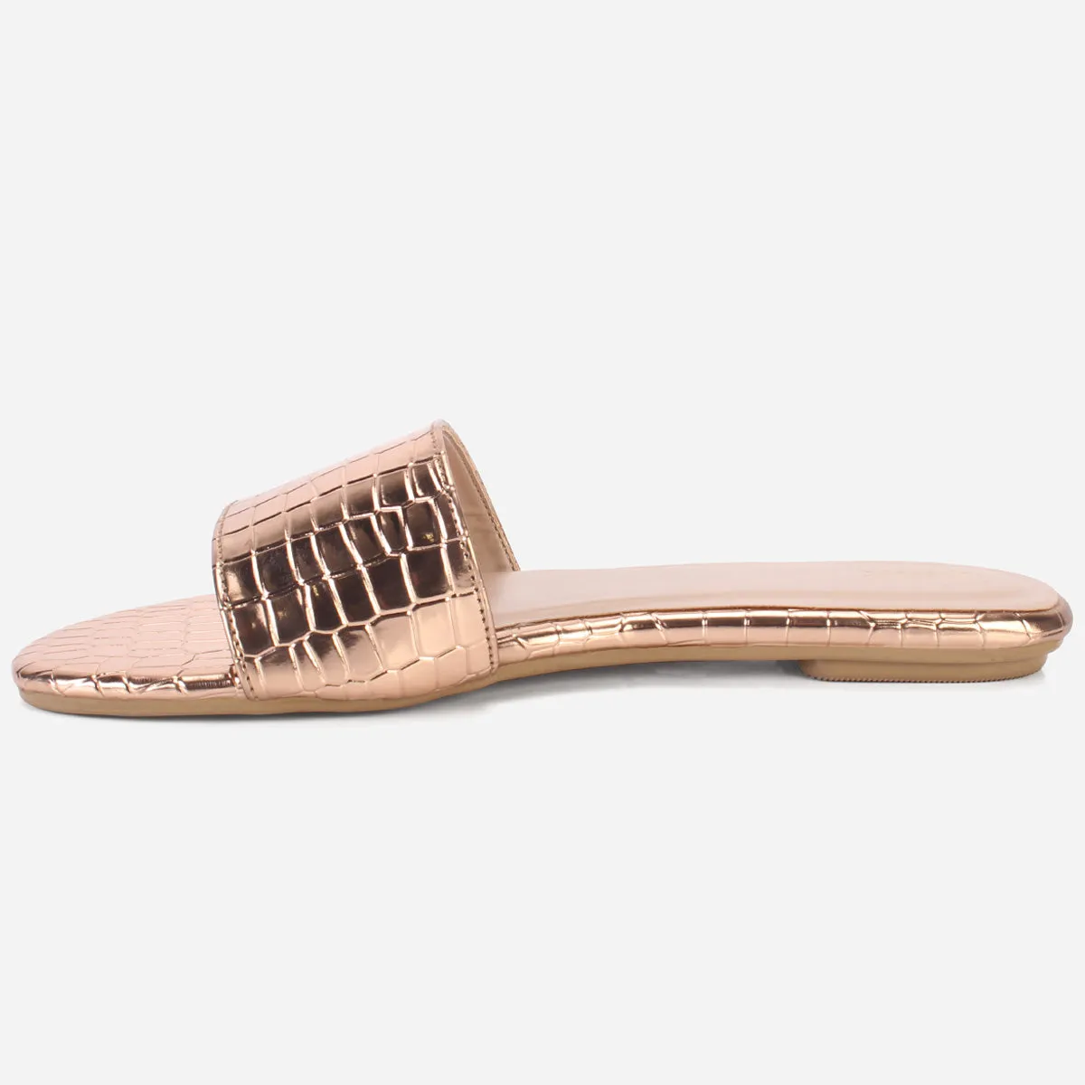 Womens "ROSA" Shimmer Summer Flat Slippers