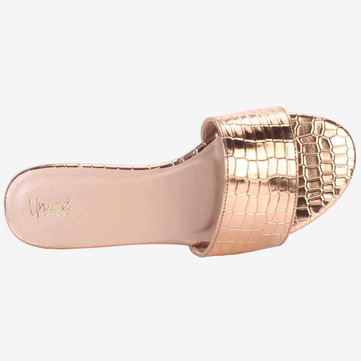 Womens "ROSA" Shimmer Summer Flat Slippers