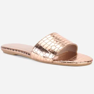 Womens "ROSA" Shimmer Summer Flat Slippers