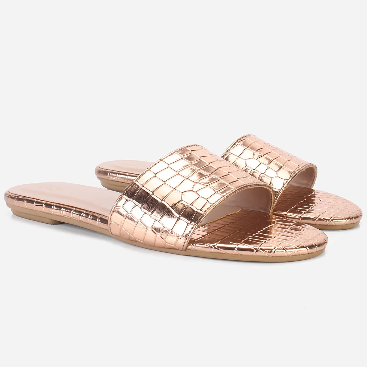 Womens "ROSA" Shimmer Summer Flat Slippers