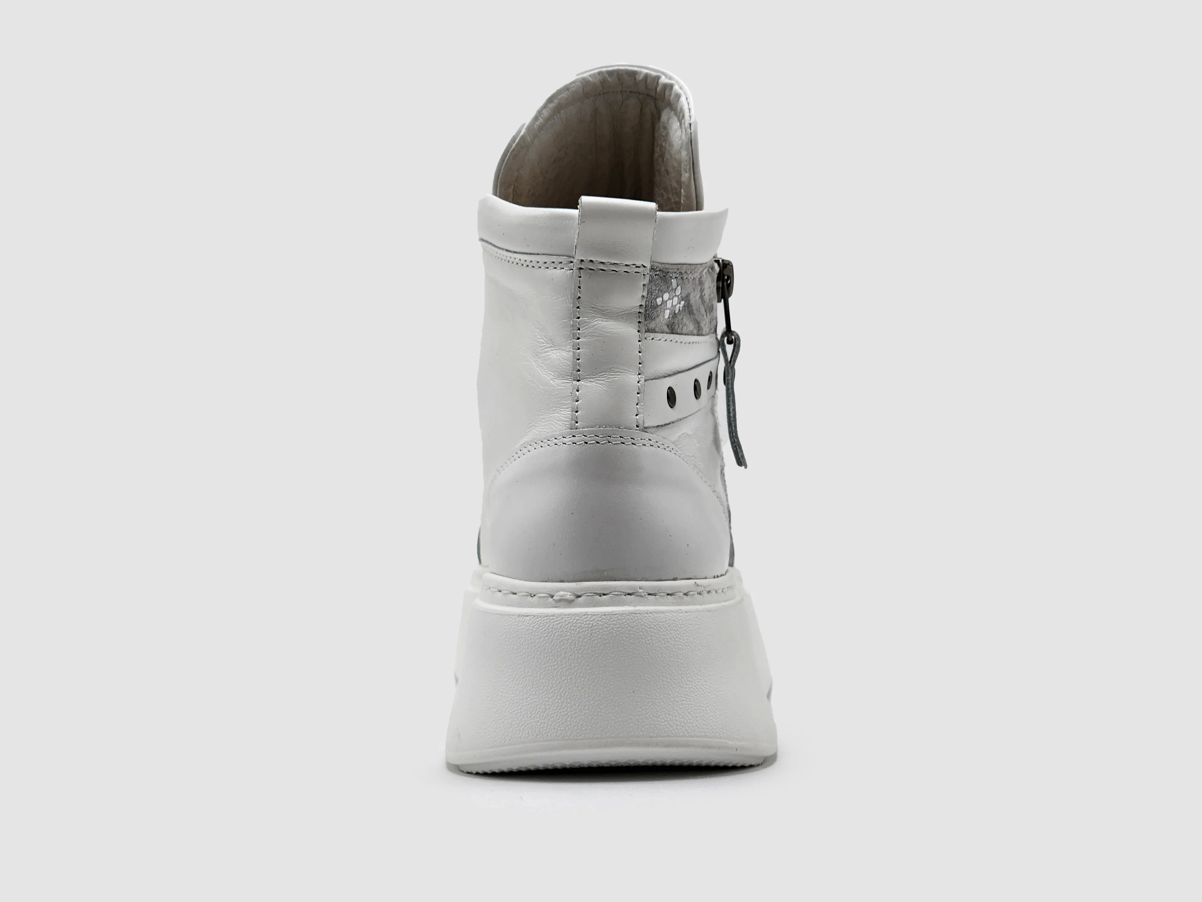 Women's Tall Zip-Up Leather Sneakers - White