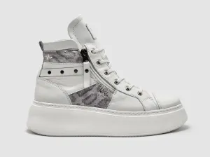 Women's Tall Zip-Up Leather Sneakers - White