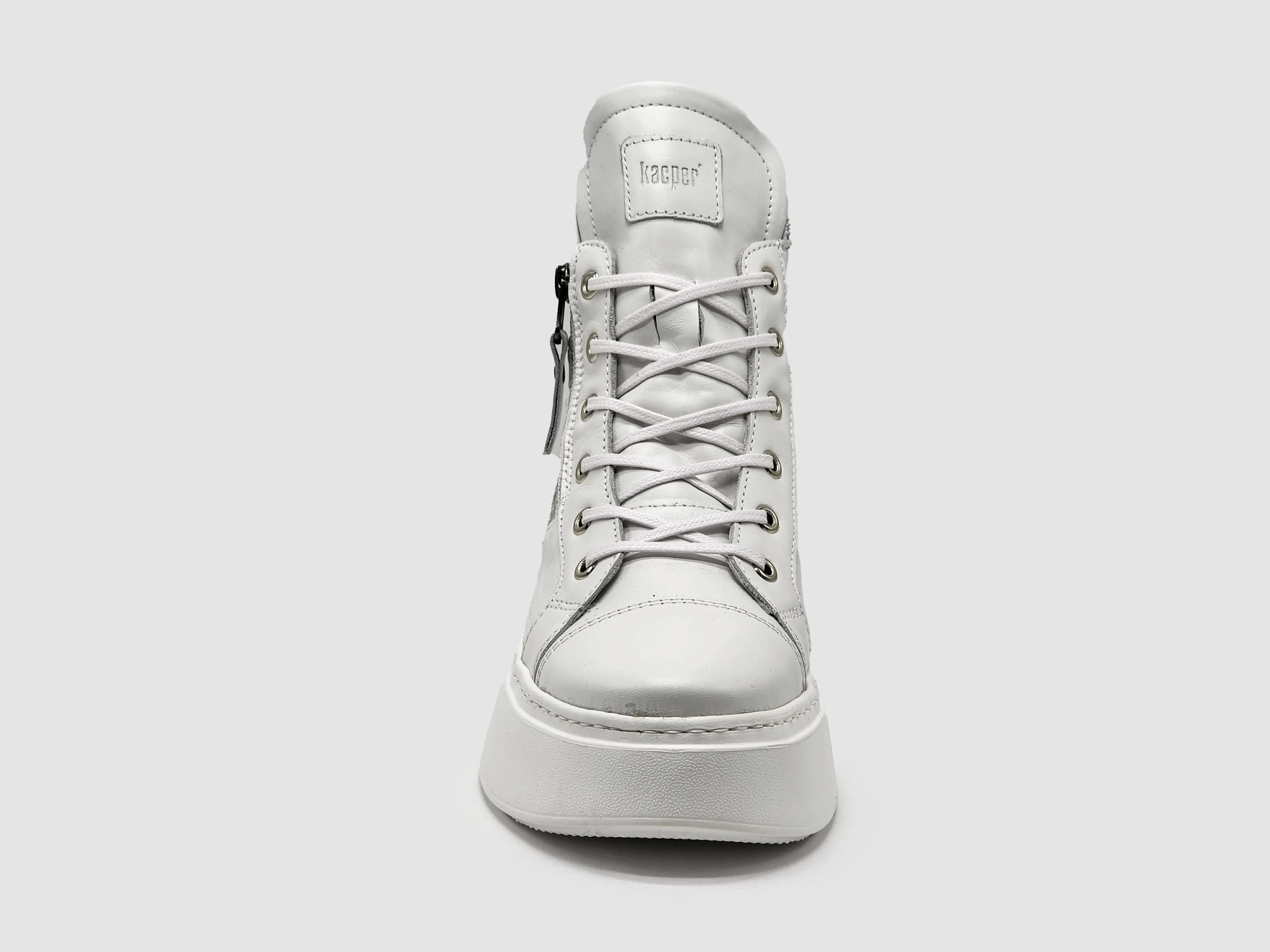 Women's Tall Zip-Up Leather Sneakers - White