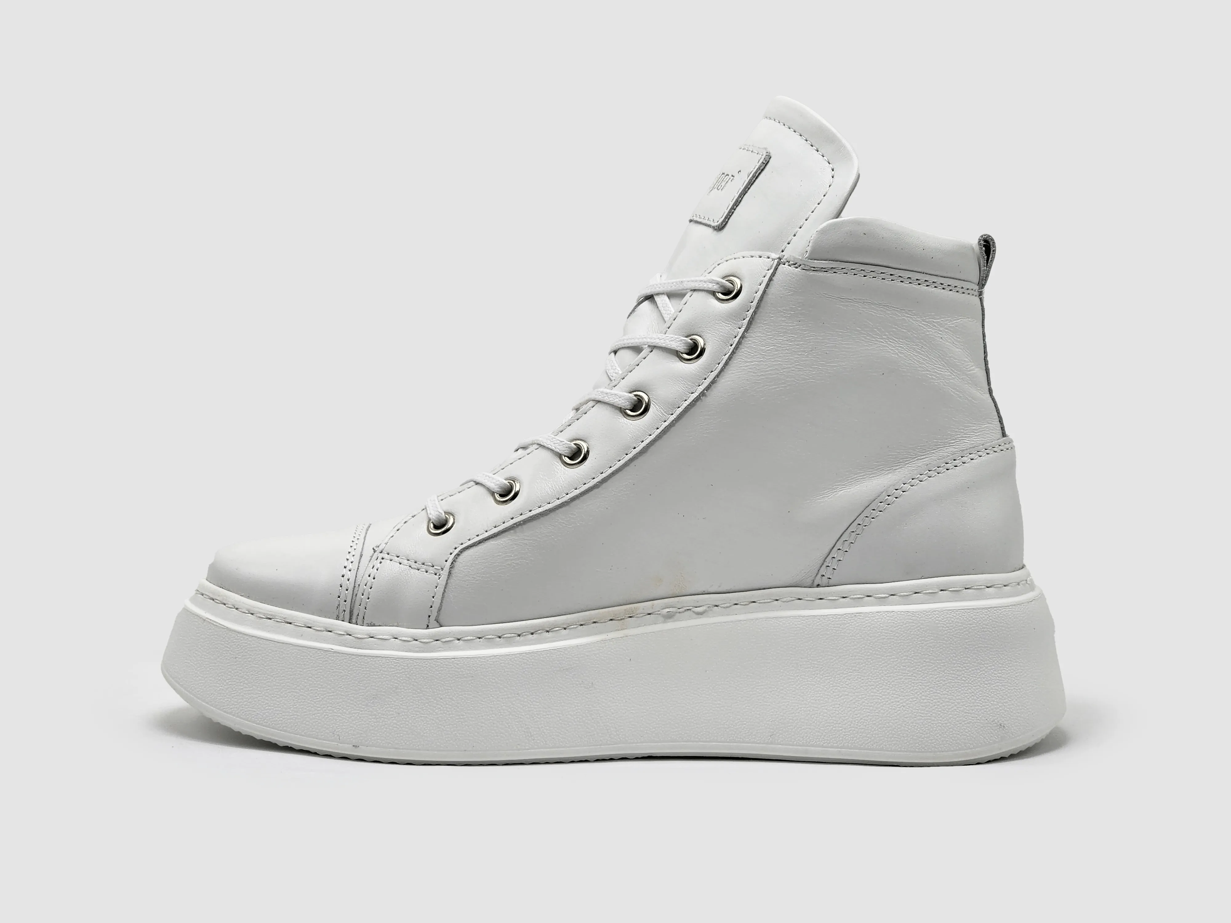 Women's Tall Zip-Up Leather Sneakers - White