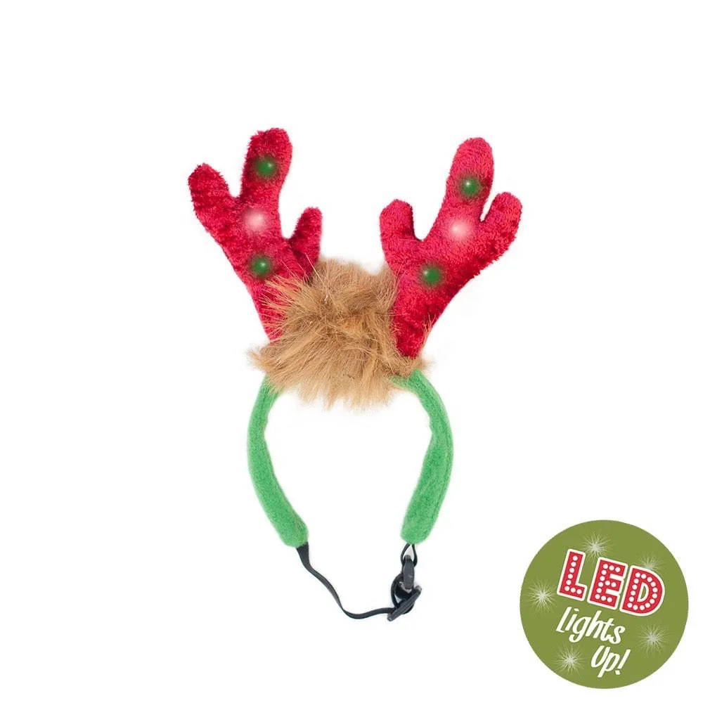 ZippyPaws Holiday LED Antler Headband