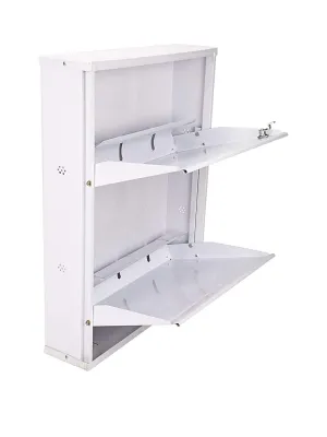 ZOSHOMI ORRIL Shoe Rack 21" 2 Door Powder Coated | Steel Made | Full White-MADE IN INDIA